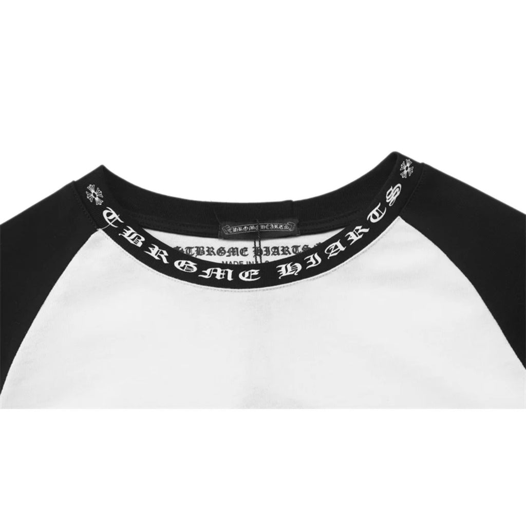 Chrome Hearts Horseshoe Neck Logo 3/4 Shirt 'Black/White'