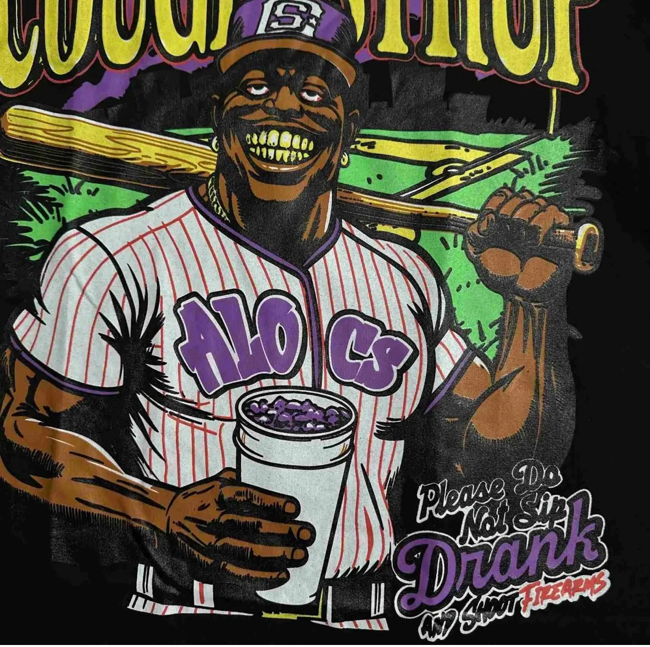 Cough Syrup Baseball Tee Black